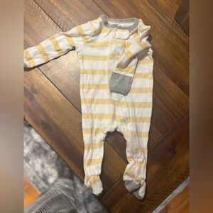 Cloud Island Yellow and White Striped Baby Onesie